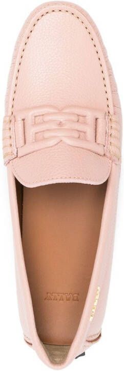 Bally logo-plaque leather loafers Pink