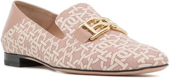 Bally logo-print leather loafers Pink