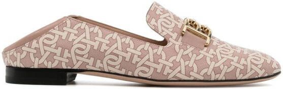 Bally logo-print leather loafers Pink