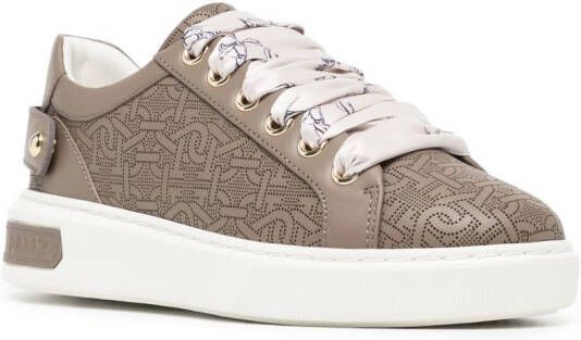 Bally perforated logo-print sneakers Brown