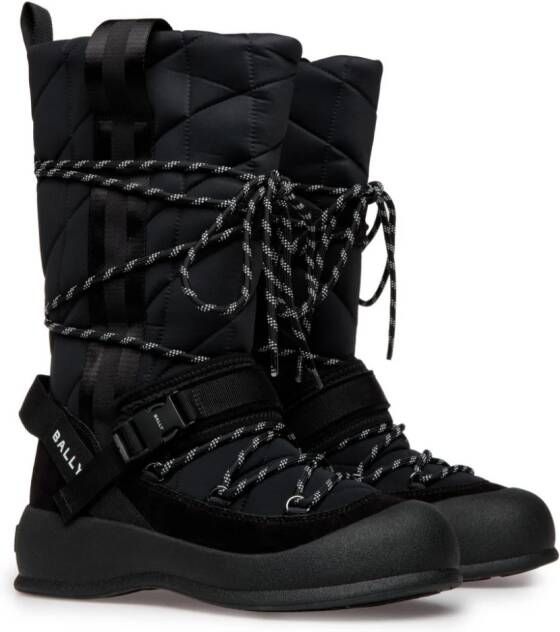 Bally quilted lace-up boots Black