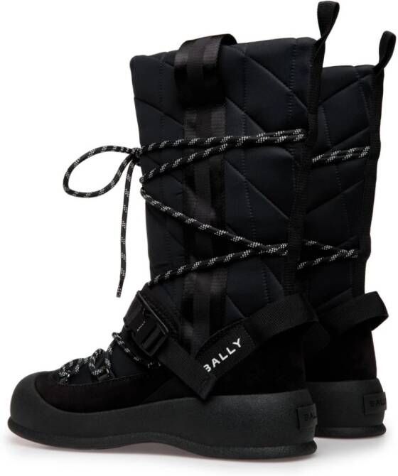 Bally quilted lace-up boots Black