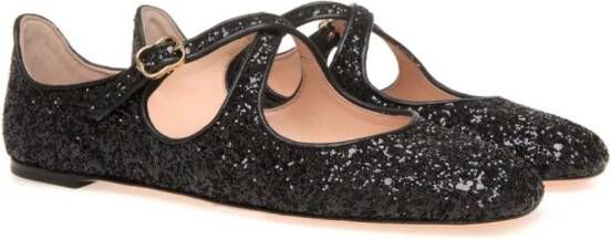 Bally rina glitter-embellished ballerina shoes Black