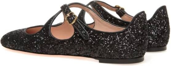 Bally rina glitter-embellished ballerina shoes Black