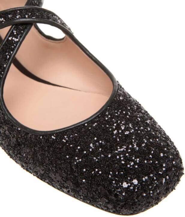Bally rina glitter-embellished ballerina shoes Black
