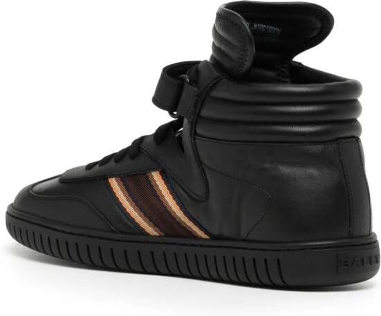 Bally side-stripe leather high-top sneakers Black
