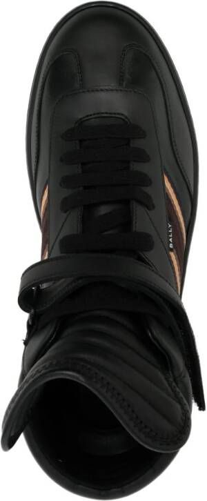 Bally side-stripe leather high-top sneakers Black
