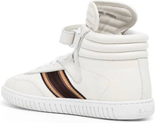 Bally side-stripe leather high-top sneakers White