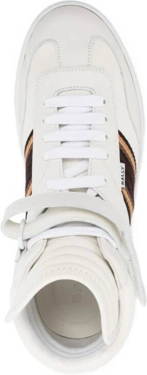 Bally side-stripe leather high-top sneakers White