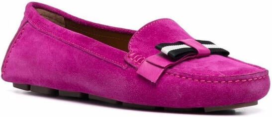 Bally stripe-detail suede ballerina shoes Pink