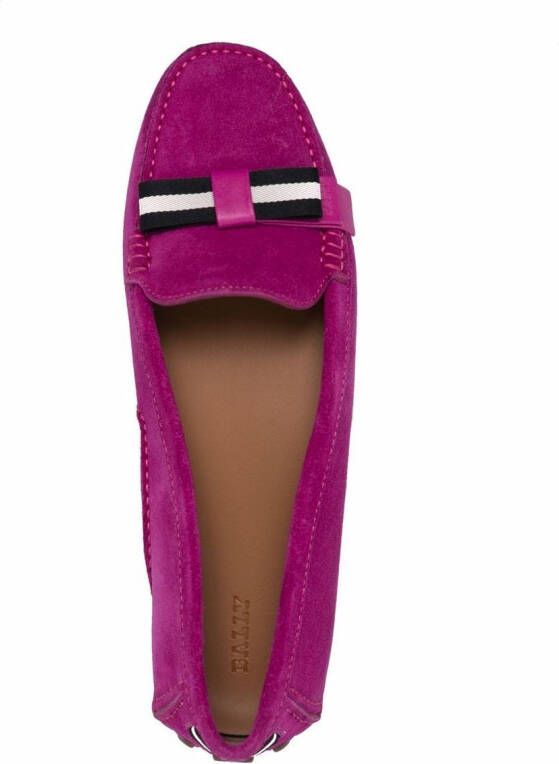 Bally stripe-detail suede ballerina shoes Pink
