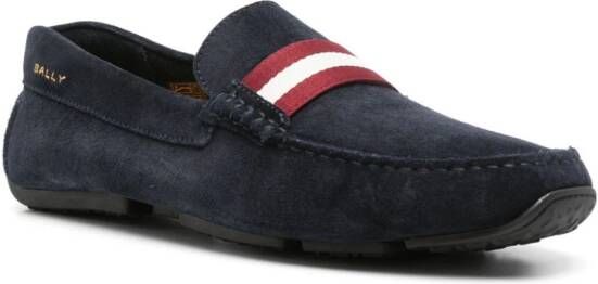 Bally stripe-detail suede loafers Blue