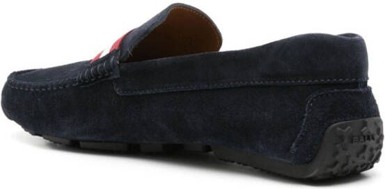 Bally stripe-detail suede loafers Blue