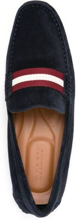 Bally stripe-detail suede loafers Blue