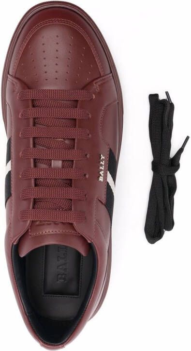 Bally stripe-embellished leather sneakers Red