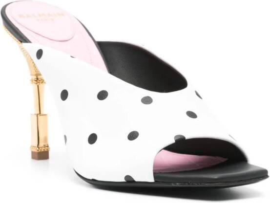 Balmain 100mm polka-dot mules White