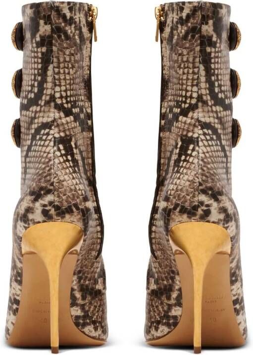 Balmain Alma 95mm snakeskin-effect boots Brown