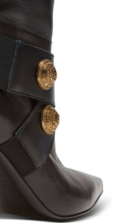 Balmain Alma leather knee-high boots Black