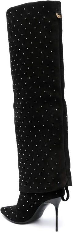 Balmain Ariel crystal-embellished suede boots Black