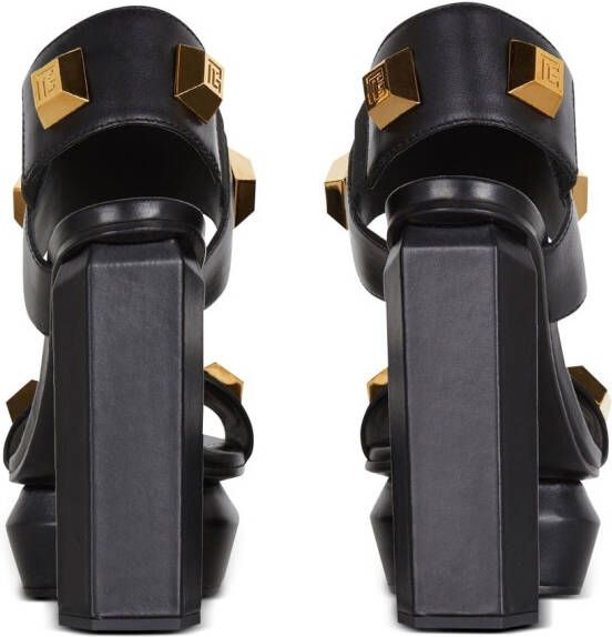 Balmain Ava 140mm leather platform sandals Black