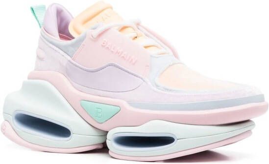 Balmain B-Bold colour-block sneakers Pink