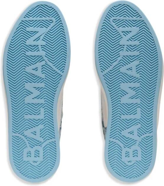 Balmain B-Court denim-panelled sneakers White