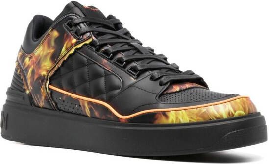 Balmain B-Court flame-print leather sneakers Black