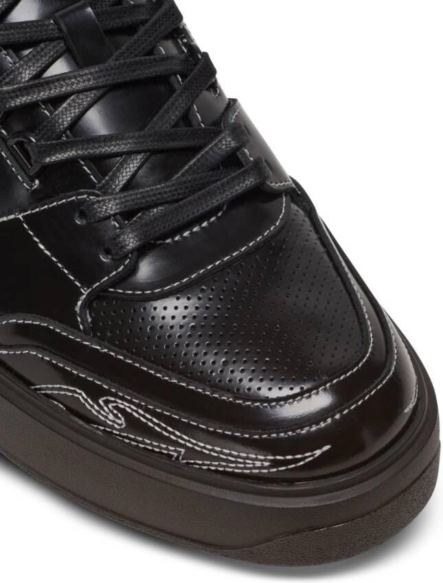Balmain B-Court mid-top patent-leather sneakers Black