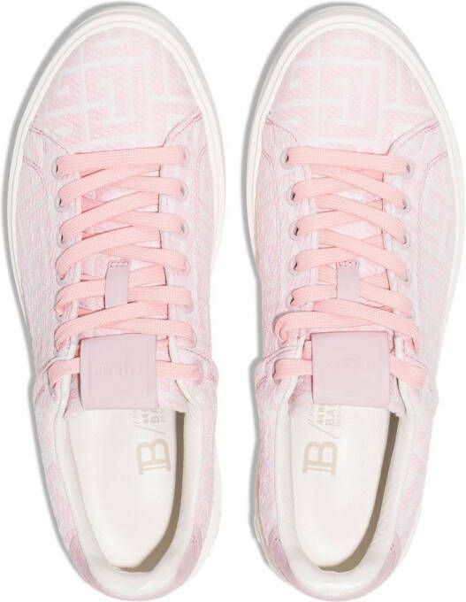 Balmain B Court monogram-jacquard sneakers Pink