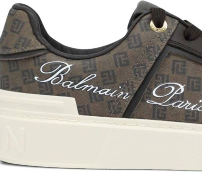 Balmain B-Court monogram leather sneakers Brown