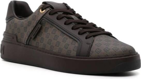 Balmain B-Court monogram-pattern sneakers Brown