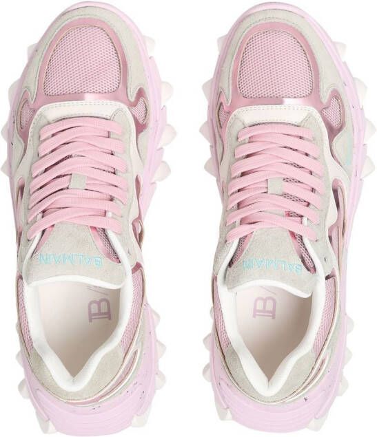 Balmain B-East leather low-top sneakers Pink
