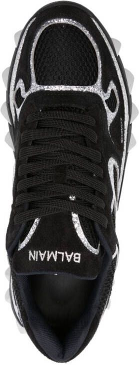 Balmain B-East panelled glitter sneakers Black