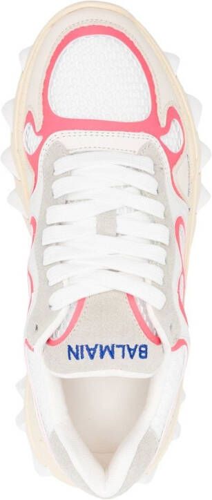 Balmain B-East panelled lace-up sneakers White