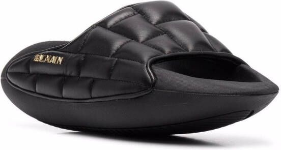 Balmain B-IT quilted leather slides Black