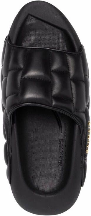 Balmain B-IT quilted leather slides Black