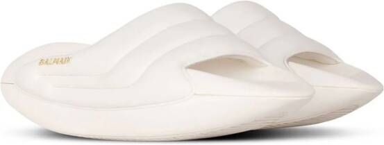 Balmain B-IT quilted leather slides White