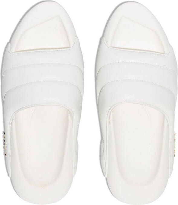 Balmain B-IT quilted leather slides White