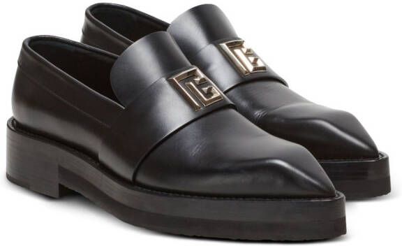 Balmain Ben logo-lettering loafers Black