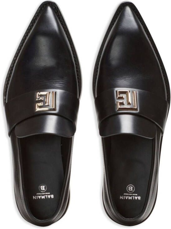 Balmain Ben logo-lettering loafers Black