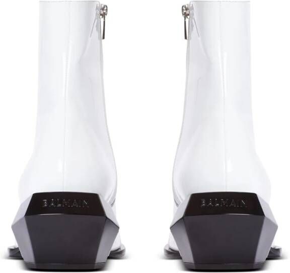 Balmain Billy patent-leather ankle boots White