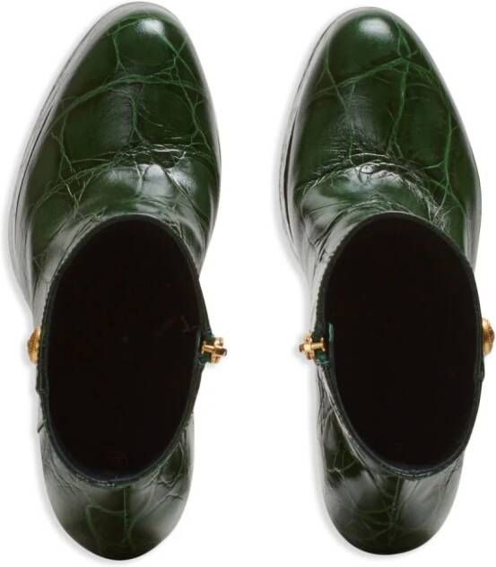 Balmain Brune croco-embossed ankle boots Green