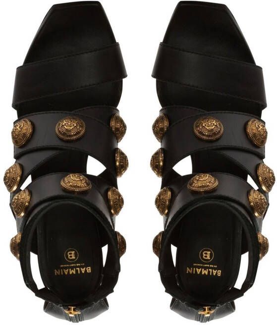 Balmain button-embellished stiletto sandals Black