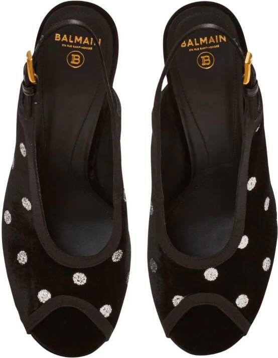 Balmain Cam 140mm polka dot-print sandals Black