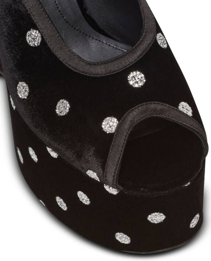 Balmain Cam 140mm polka dot-print sandals Black