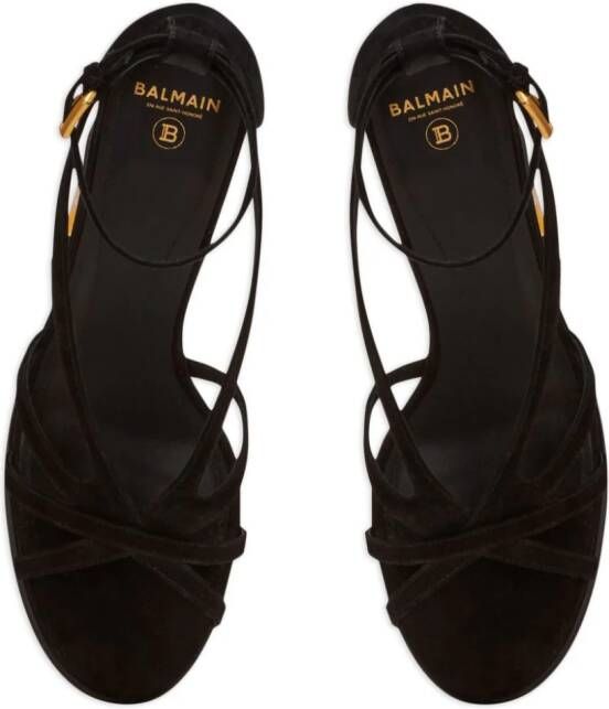 Balmain Cam 160mm suede platform sandals Black