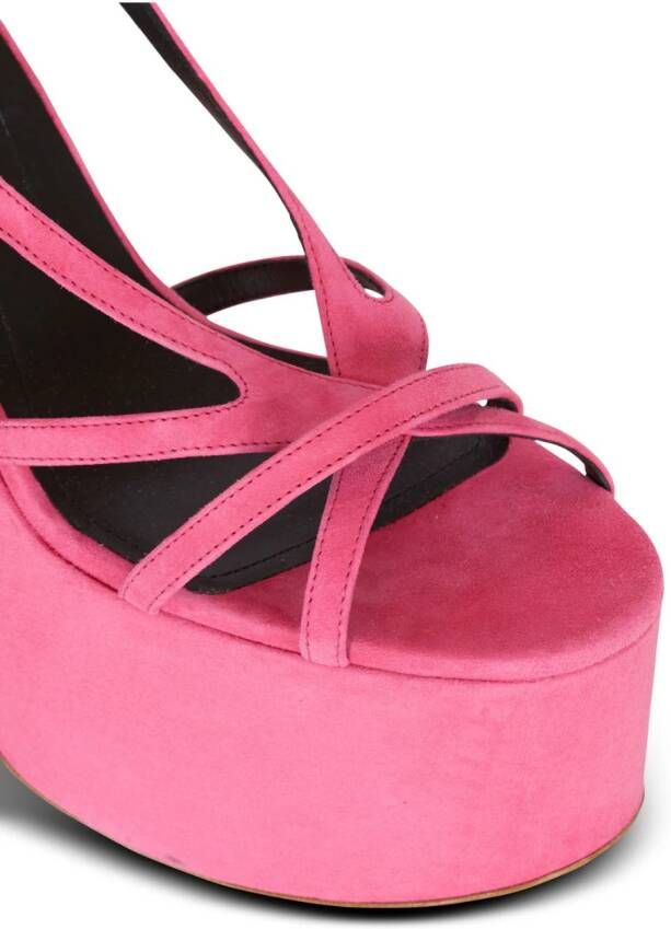 Balmain Cam 160mm suede platform sandals Pink