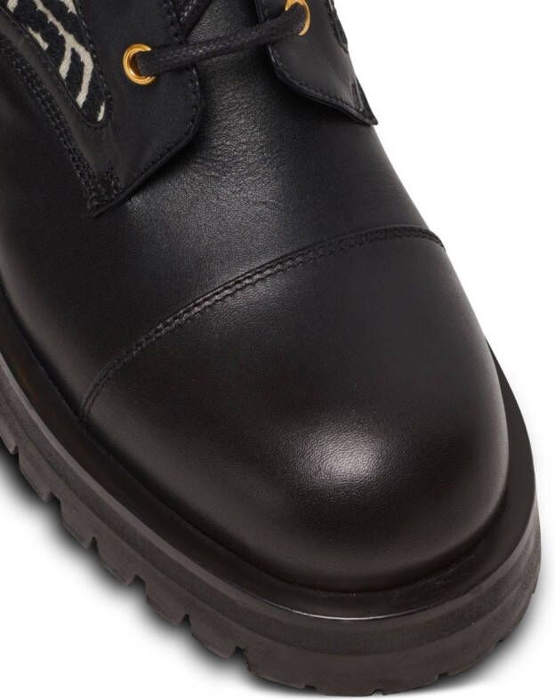 Balmain Charlie monogram-jacquard leather boots Black