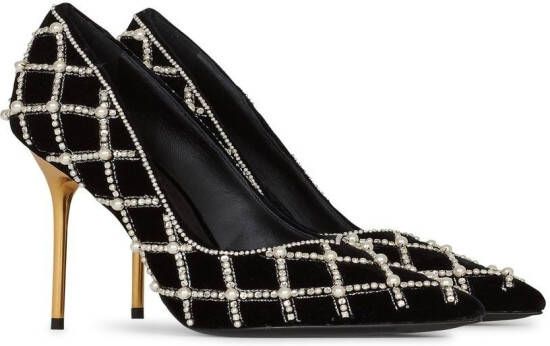 Balmain 100mm Monogrammed Pumps - Farfetch