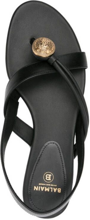 Balmain embossed-button leather sandals Black